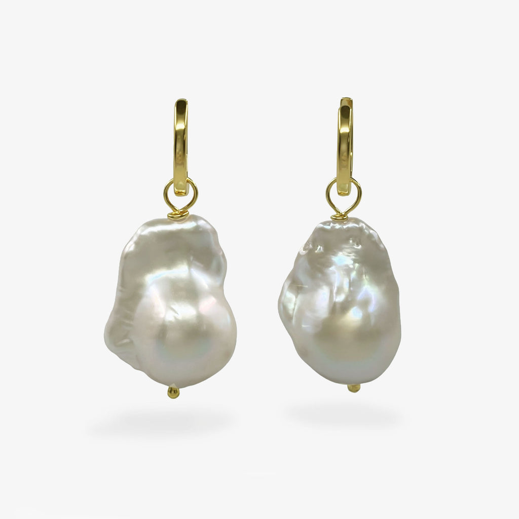 CLOUD BAROQUE PEARL HOOP EARRINGS