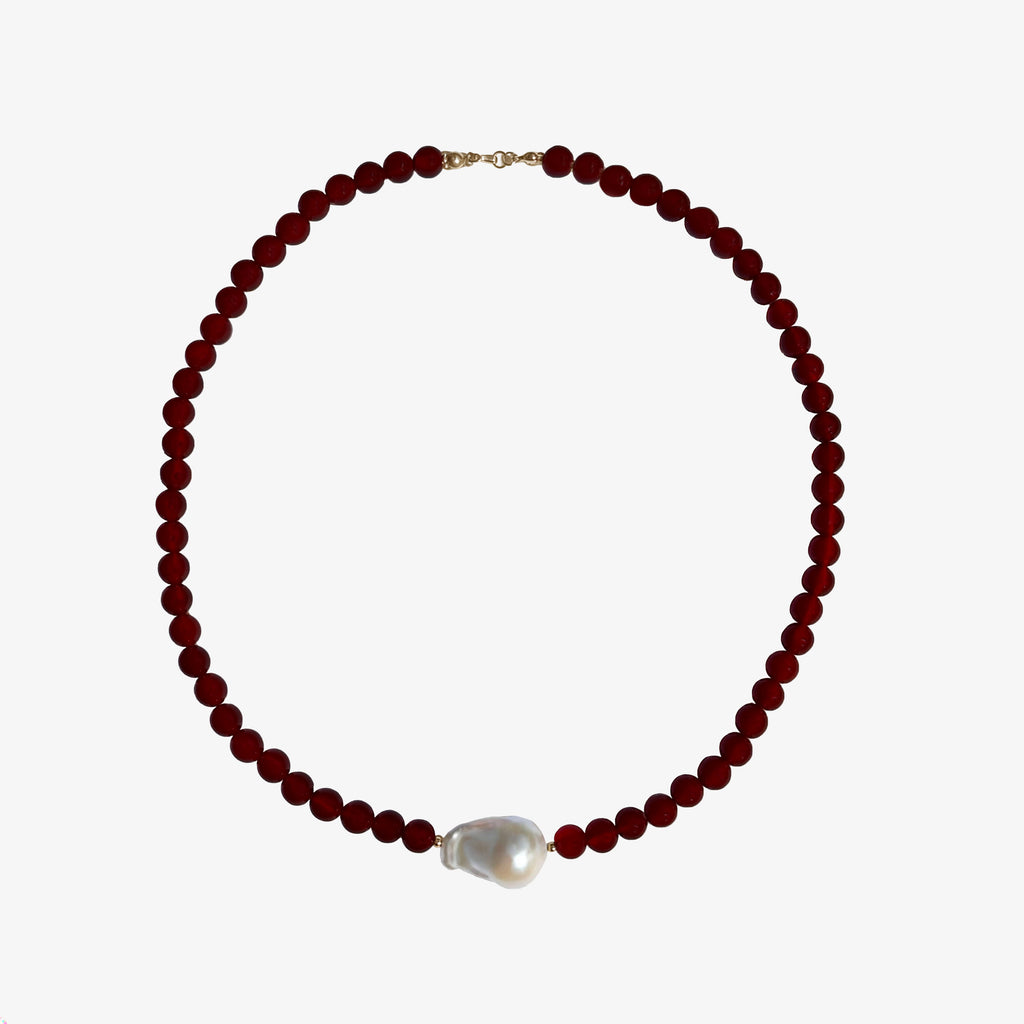 Coastal Crimson Pearl Necklace