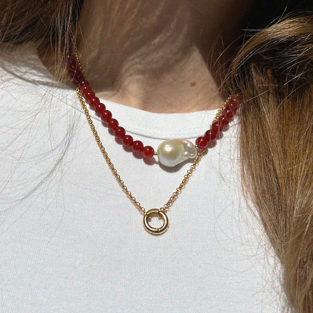 Coastal Crimson Pearl Necklace