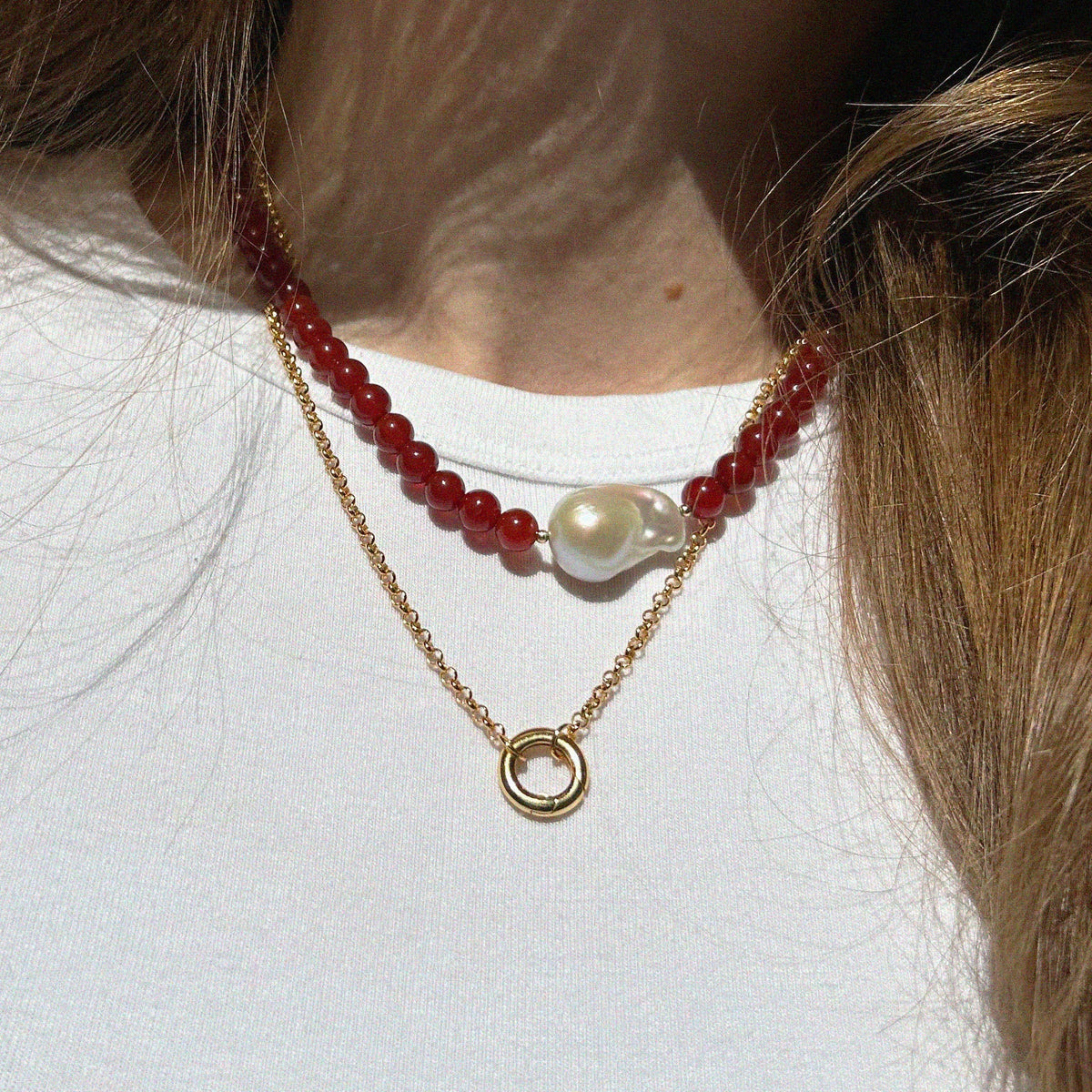 Coastal Crimson Pearl Necklace