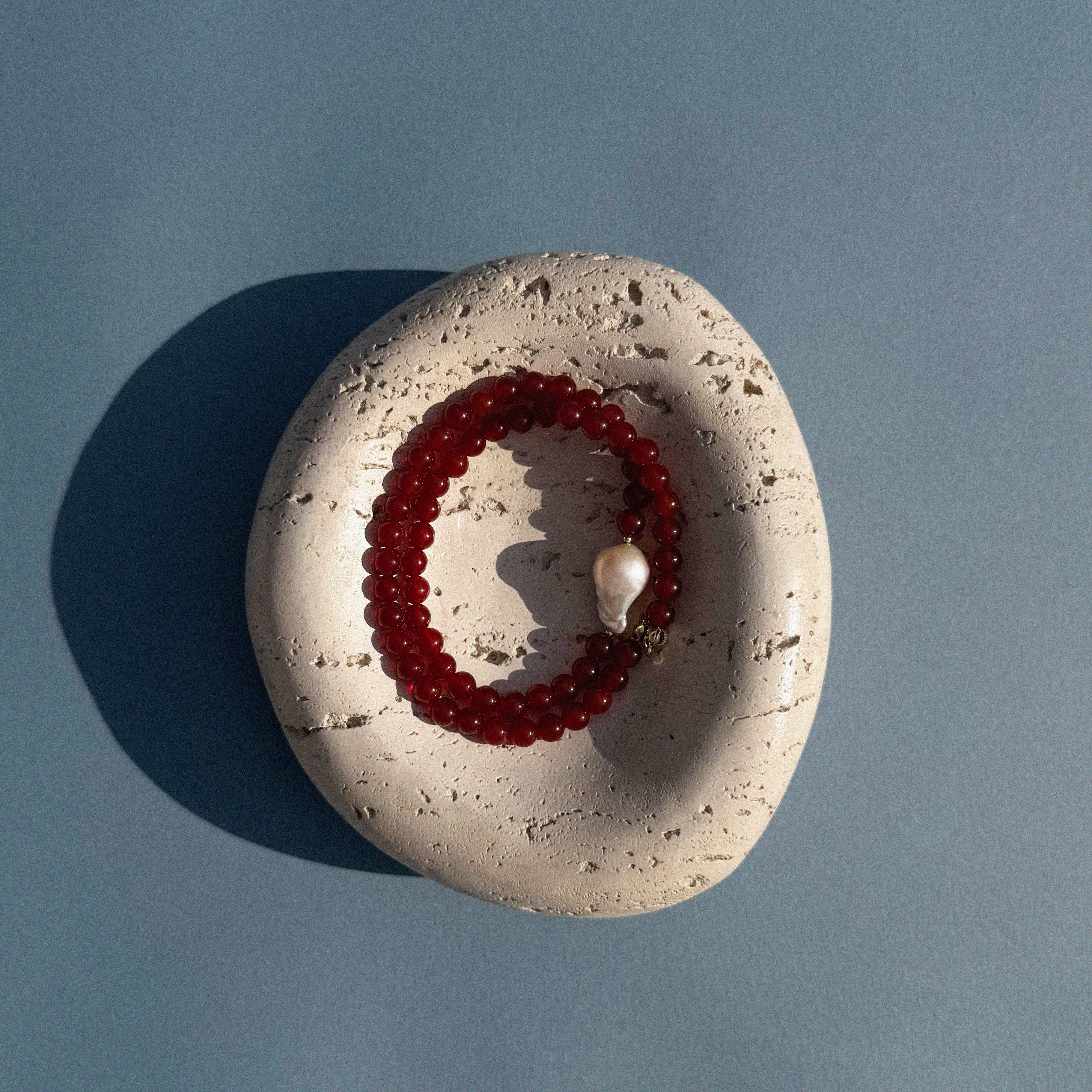 Coastal Crimson Pearl Necklace