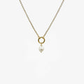 Petite Cloud Pearl Necklace - delicate gold chain featuring a small gold ring connector and freshwater pearl pendant | Token & Pearl