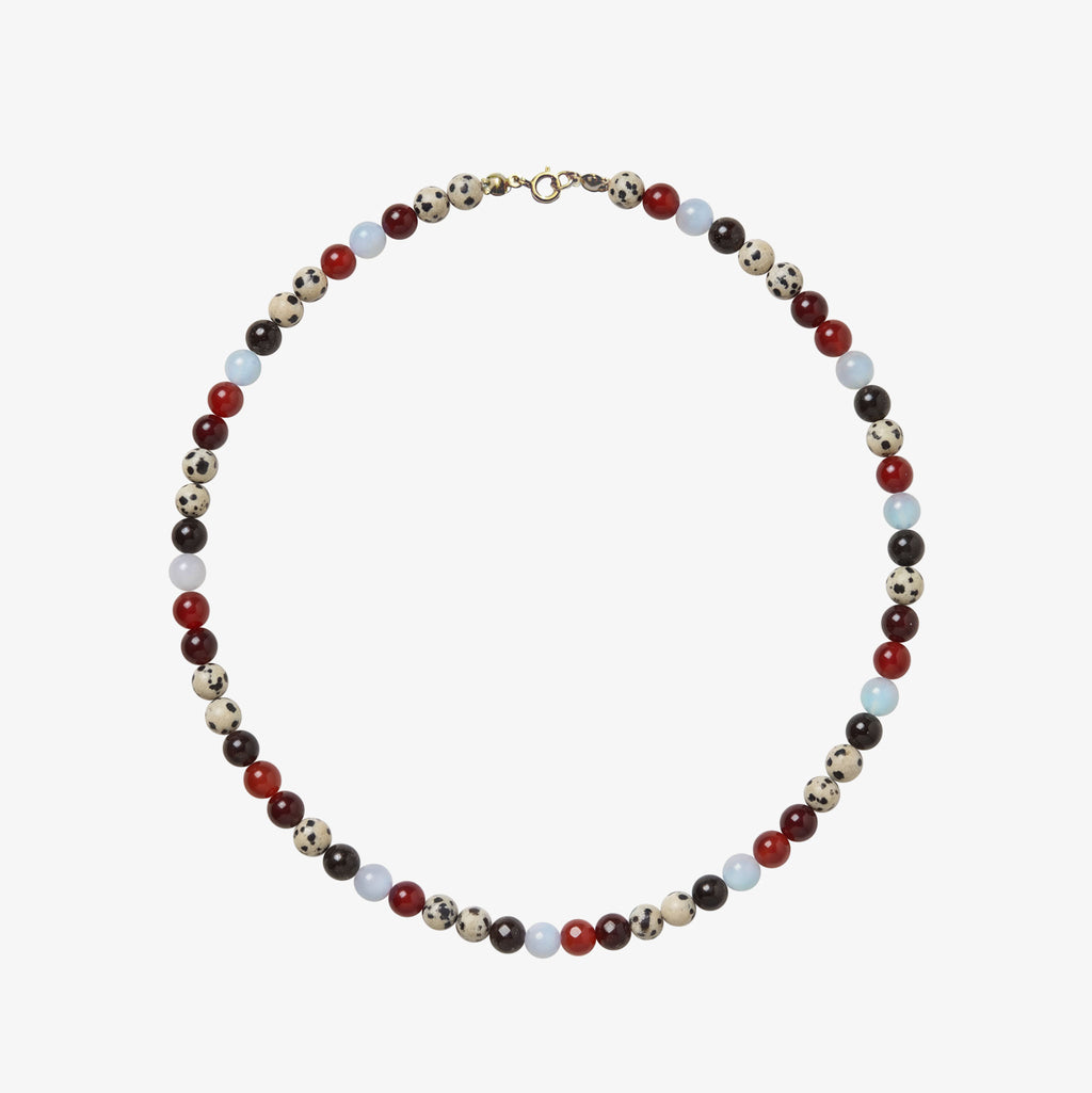 Paloma Gemstone Bead Necklace - handcrafted multi-coloured gemstone beaded strand with gold clasp | Token & Pearl