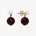 Garnet Pearl Stud Earrings