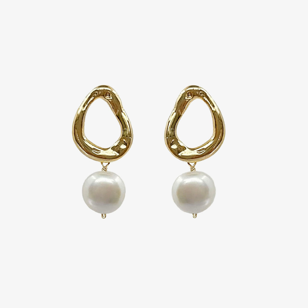 RIPPLE DROP PEARL STUD EARRINGS