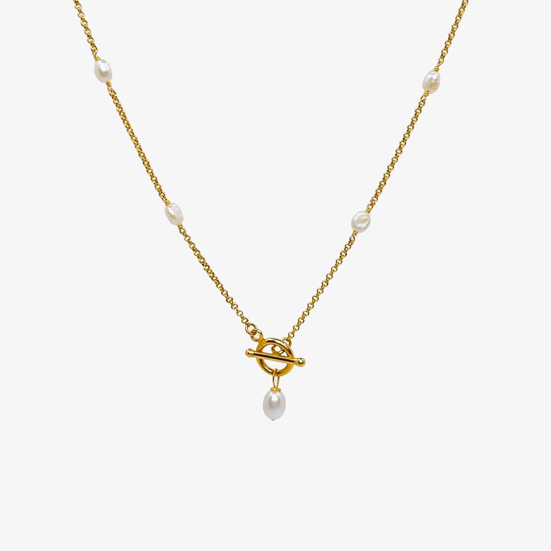 TOKEN T-BAR PEARL NECKLACE