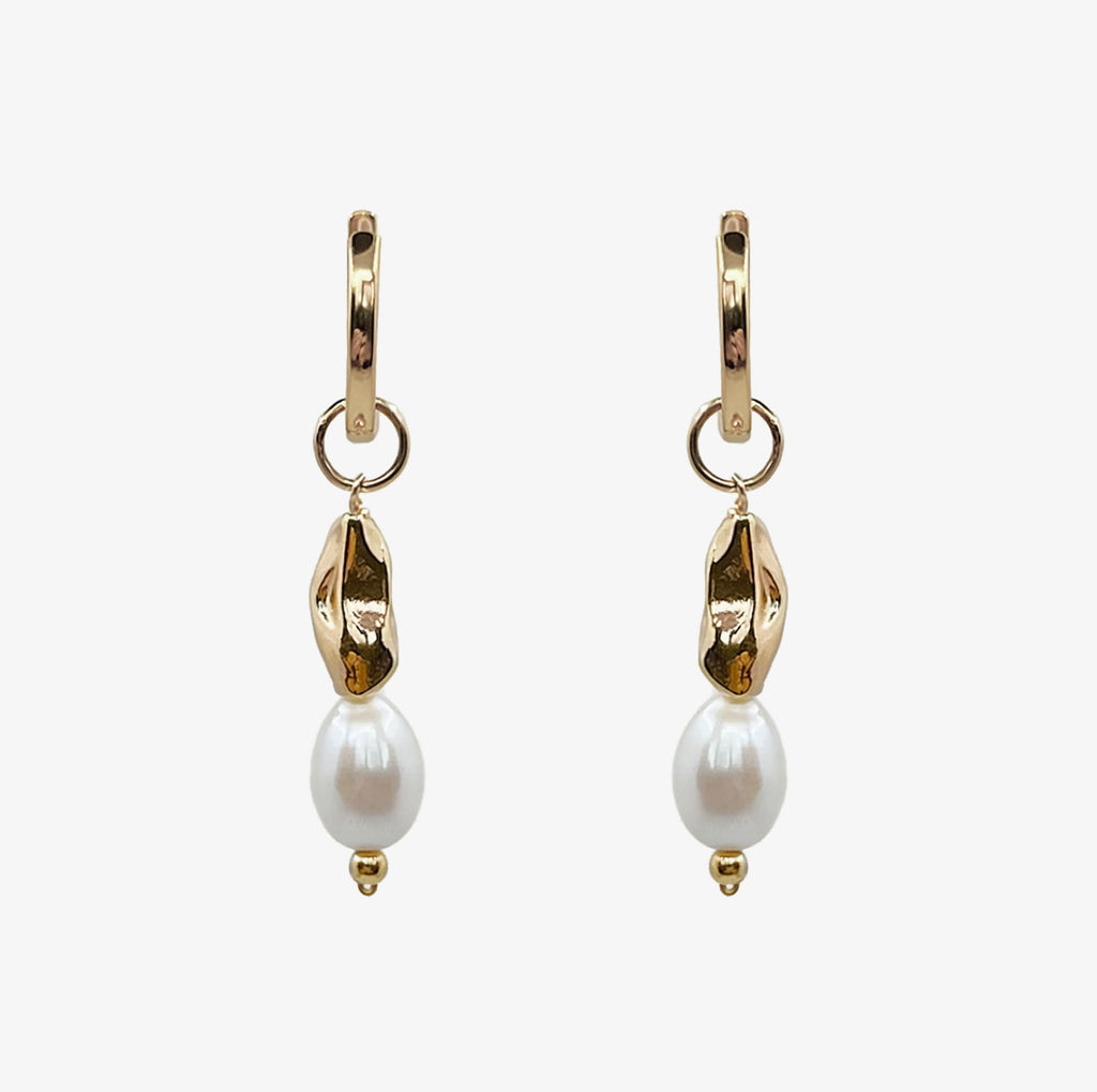 TOTEM DROP PEARL HOOP EARRINGS